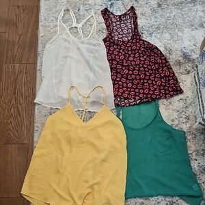 4 Stylish Women's Tops Set - White, Black, Yellow, Green